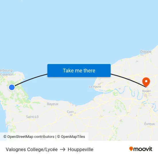 Valognes College/Lycée to Houppeville map