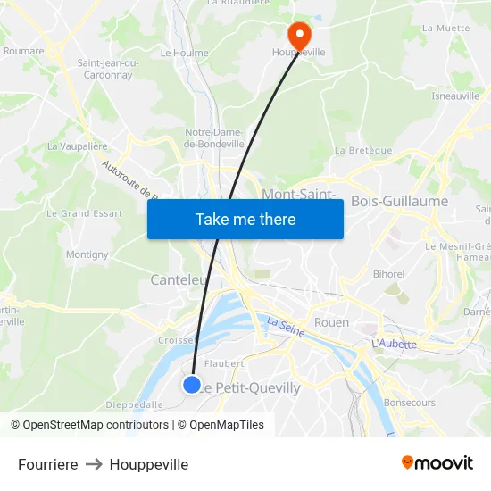 Fourriere to Houppeville map