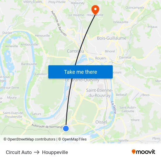 Circuit Auto to Houppeville map
