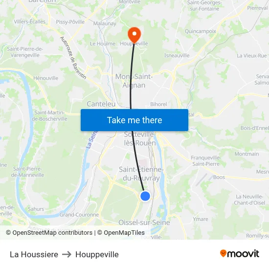 La Houssiere to Houppeville map