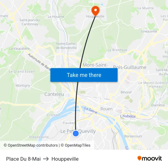 Place Du 8-Mai to Houppeville map