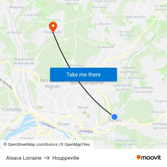 Alsace Lorraine to Houppeville map