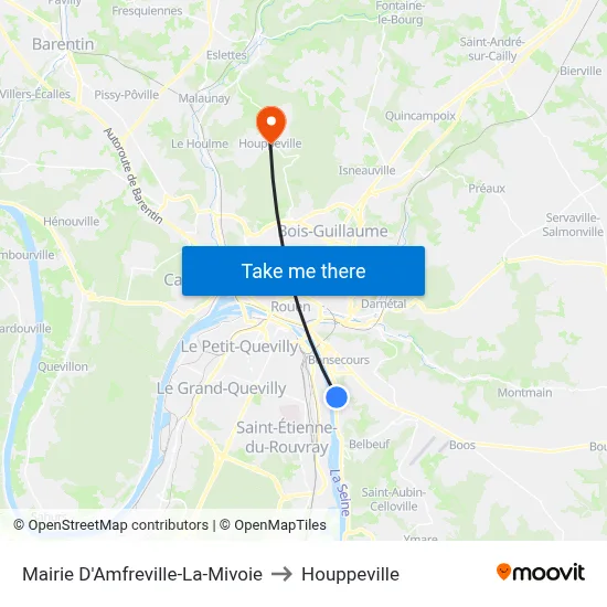 Mairie D'Amfreville-La-Mivoie to Houppeville map