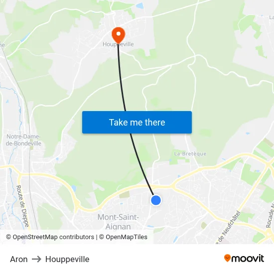 Aron to Houppeville map