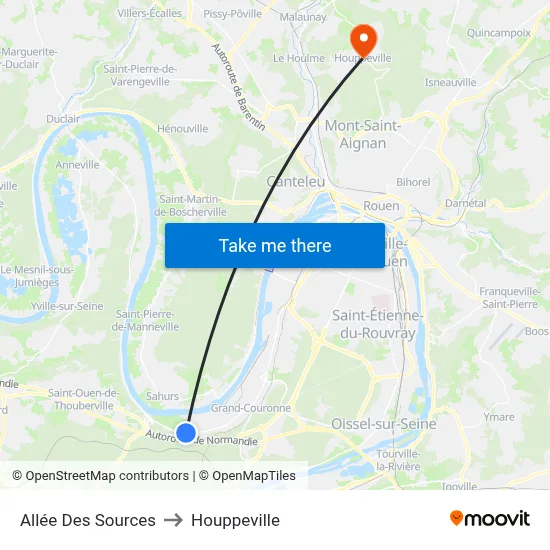 Allée Des Sources to Houppeville map