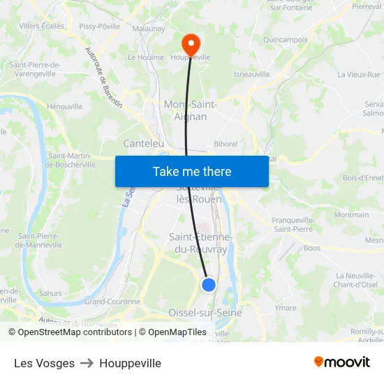 Les Vosges to Houppeville map
