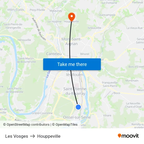 Les Vosges to Houppeville map