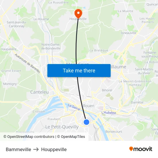 Bammeville to Houppeville map