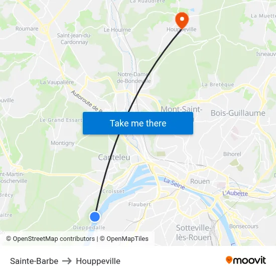 Sainte-Barbe to Houppeville map