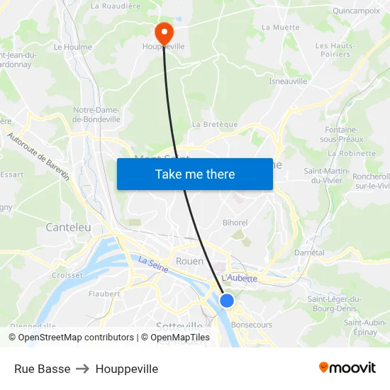Rue Basse to Houppeville map
