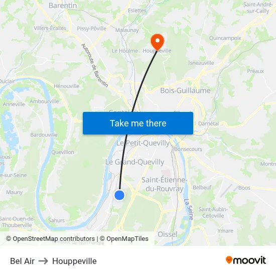 Bel Air to Houppeville map