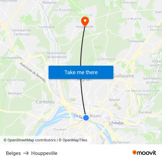 Belges to Houppeville map