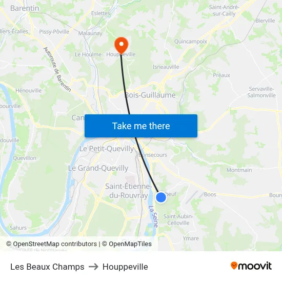 Les Beaux Champs to Houppeville map