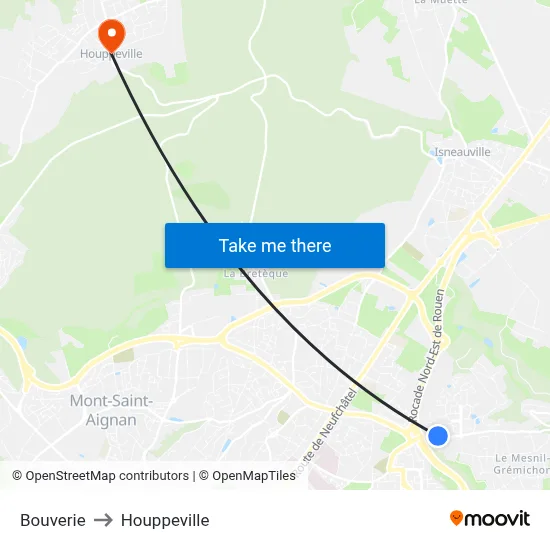 Bouverie to Houppeville map
