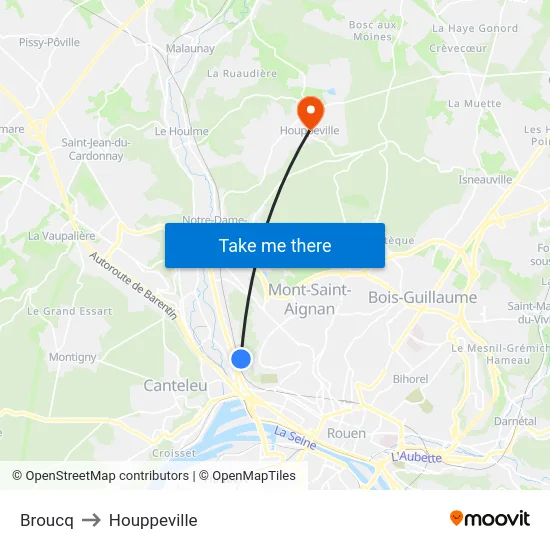 Broucq to Houppeville map
