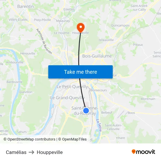 Camélias to Houppeville map