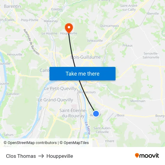 Clos Thomas to Houppeville map