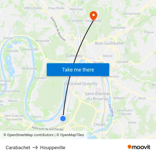 Carabachet to Houppeville map