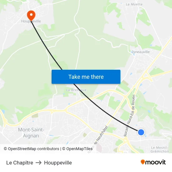 Le Chapître to Houppeville map