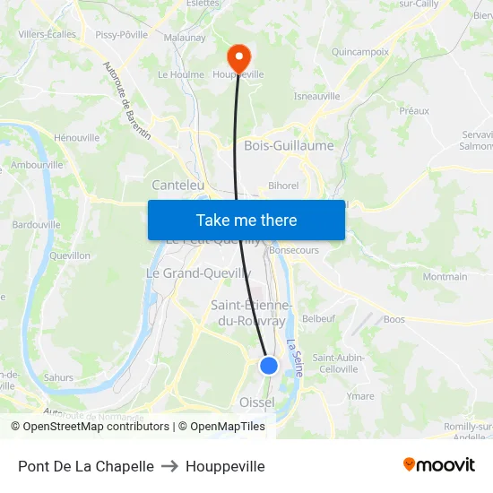 Pont De La Chapelle to Houppeville map