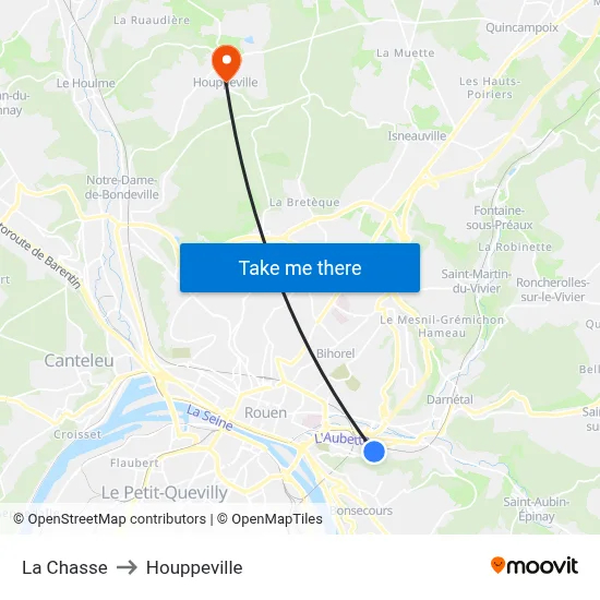 La Chasse to Houppeville map