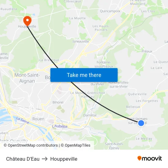 Château D'Eau to Houppeville map