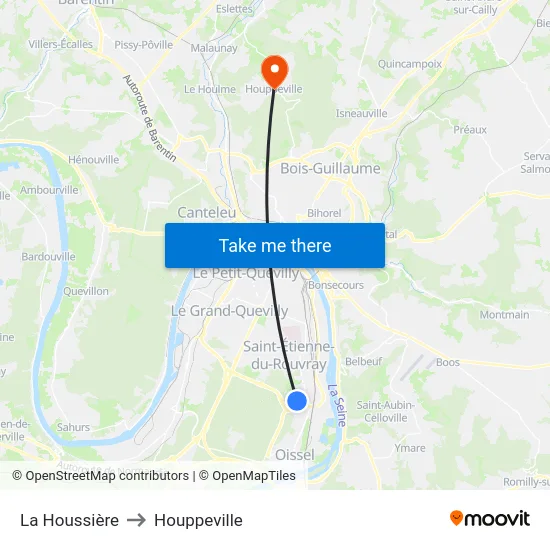 La Houssière to Houppeville map