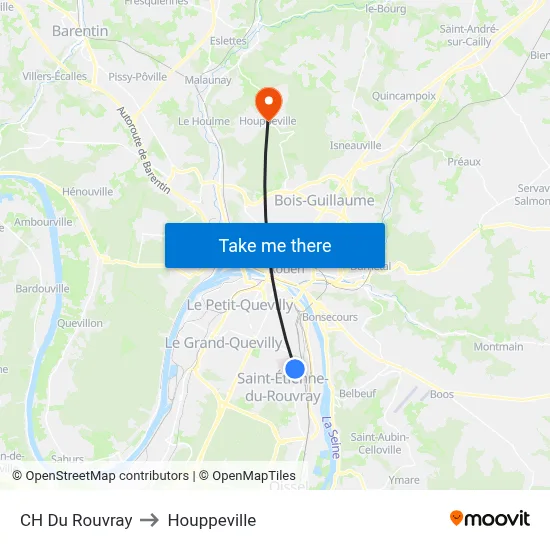 CH Du Rouvray to Houppeville map
