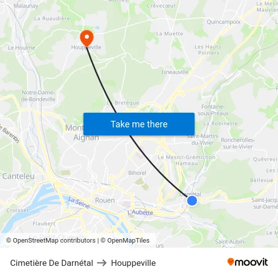 Cimetière De Darnétal to Houppeville map