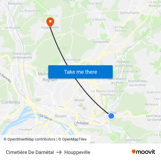 Cimetière De Darnétal to Houppeville map