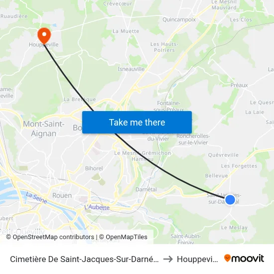 Cimetière De Saint-Jacques-Sur-Darnétal to Houppeville map