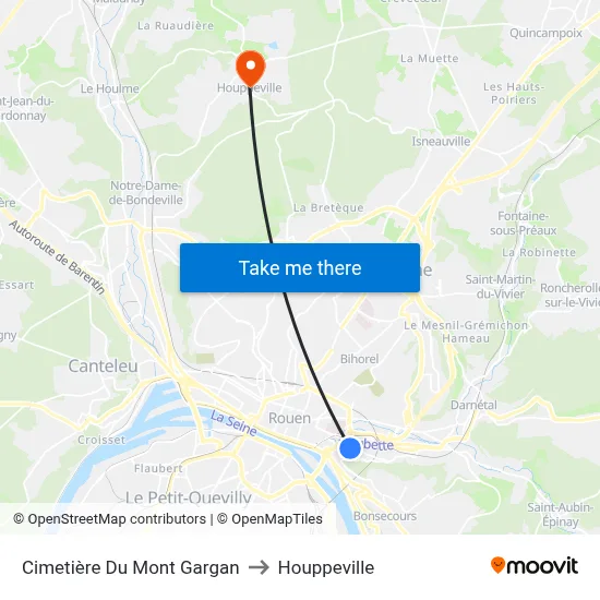 Cimetière Du Mont Gargan to Houppeville map