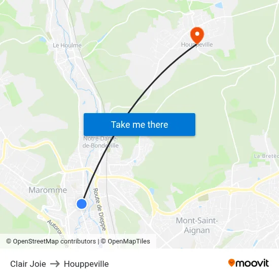 Clair Joie to Houppeville map