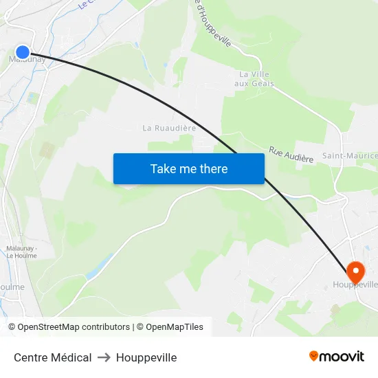 Centre Médical to Houppeville map
