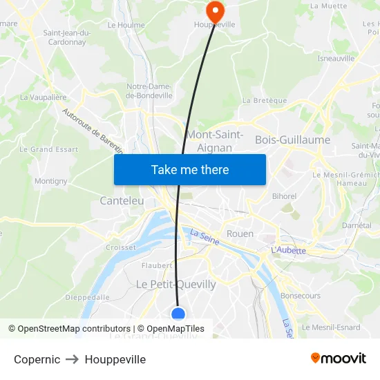 Copernic to Houppeville map