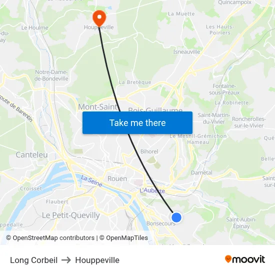 Long Corbeil to Houppeville map