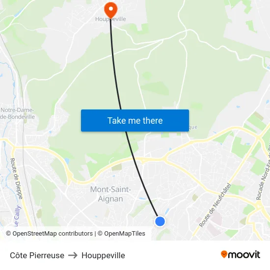 Côte Pierreuse to Houppeville map