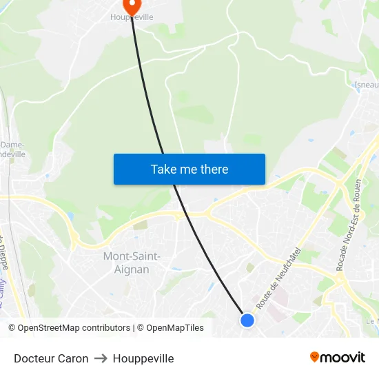 Docteur Caron to Houppeville map