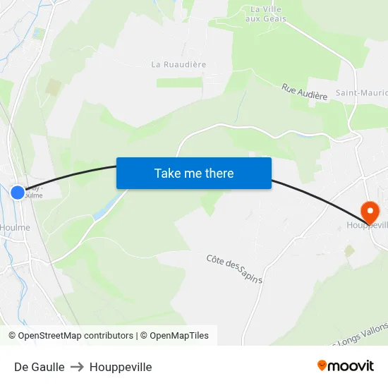 De Gaulle to Houppeville map