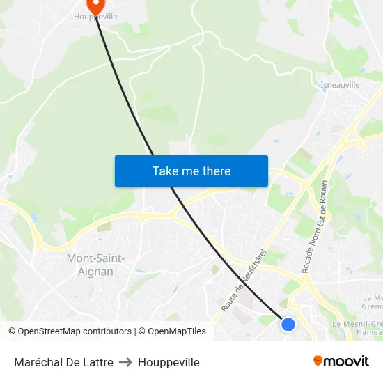 Maréchal De Lattre to Houppeville map