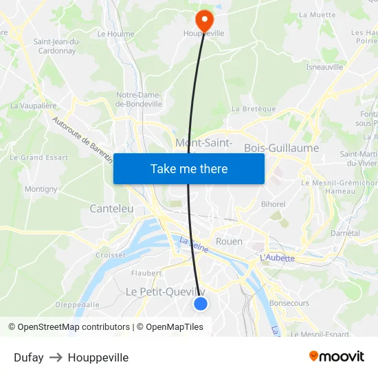 Dufay to Houppeville map
