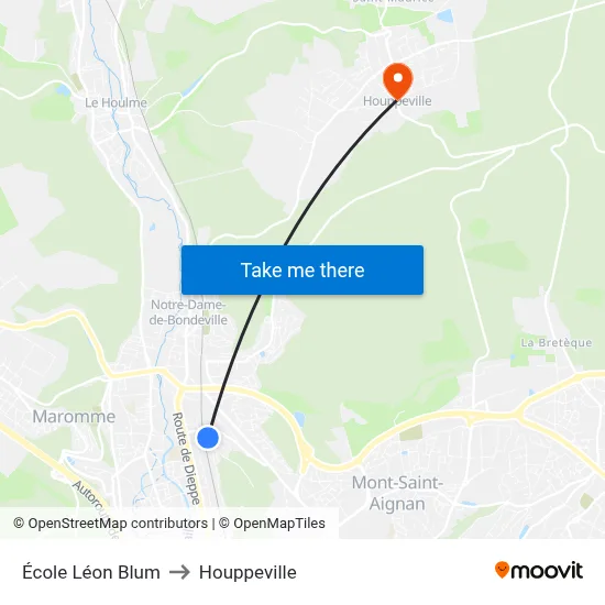 École Léon Blum to Houppeville map