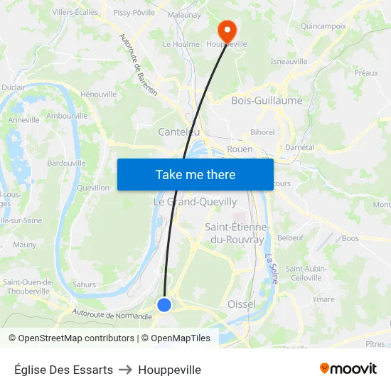 Église Des Essarts to Houppeville map