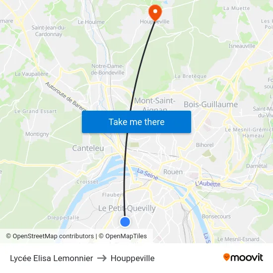 Lycée Elisa Lemonnier to Houppeville map
