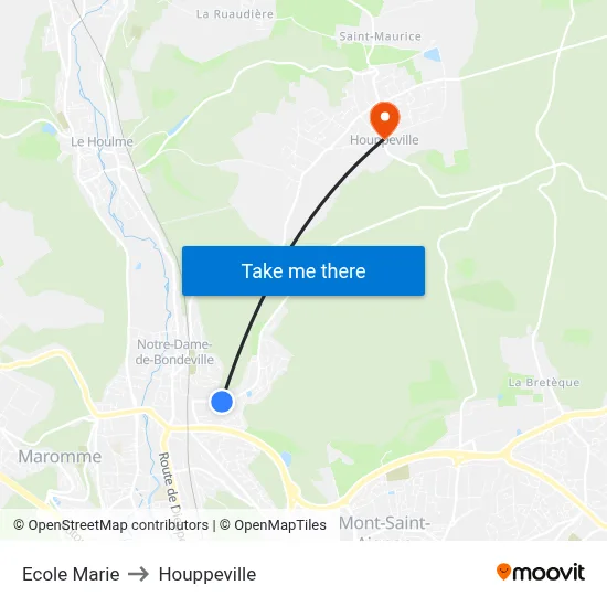 Ecole Marie to Houppeville map