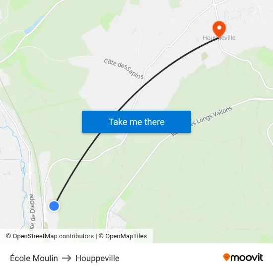 École Moulin to Houppeville map