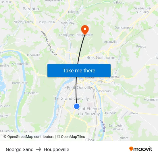 George Sand to Houppeville map