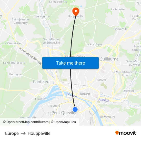 Europe to Houppeville map