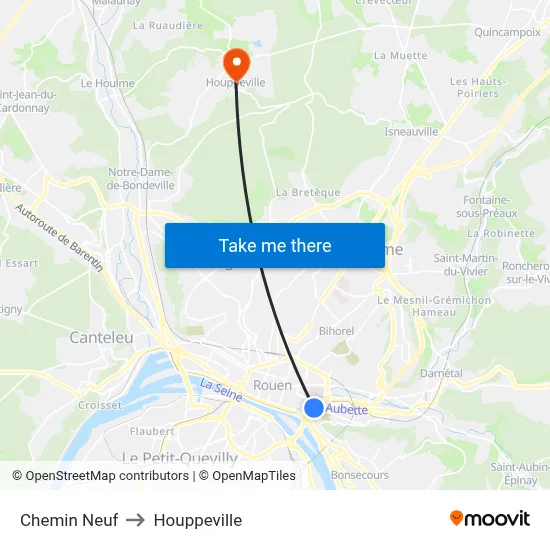 Chemin Neuf to Houppeville map
