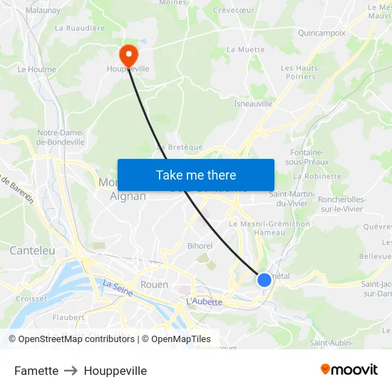 Famette to Houppeville map